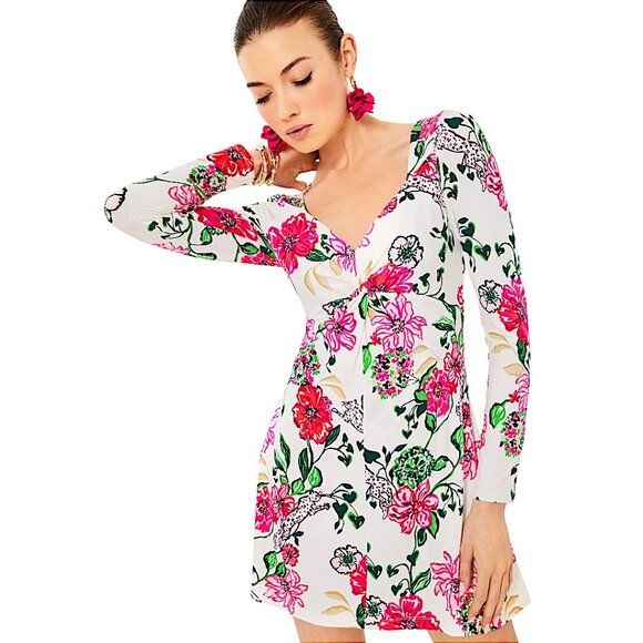 Lilly Pulitzer Anne Skirted Romper in Coconut Safari Sanctuary NWT - Size Medium - Picture 1 of 8